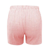Elastic Waisted Pants for Women Plaid Color Block Pants Summer Beach Shorts Loose Fit Short Pants Comfy Casual Pants