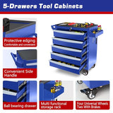 Rolling Tool Chest, Metal Tool Box with 5 Drawers, Lockable Garage Storage Cabinets Sliding Tool Drawer Cart on Wheels Toolbox Organization Workbench for Workshop Warehouse Repair Shop