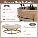Linique Modern Round Lift-Top Coffee Table with Storage and 3 Ottoman, White + Black