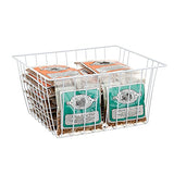 Freezer Wire Baskets, Kitchen Storage Organizer Bins for Chest and Upright Freezer, Refrigerator Dividers Containers with Handles – Pearl White (3)