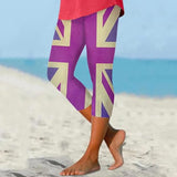 Women Casual Cropped Pants Yoga High Waist Leggings Summer Beach Pants Casual Workout Stretch Womens Duds Medium